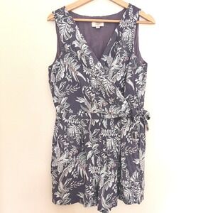 Loft Womens Purple Botanical Paisley Print Faux Wrap Romper Side Tie Pocket 8